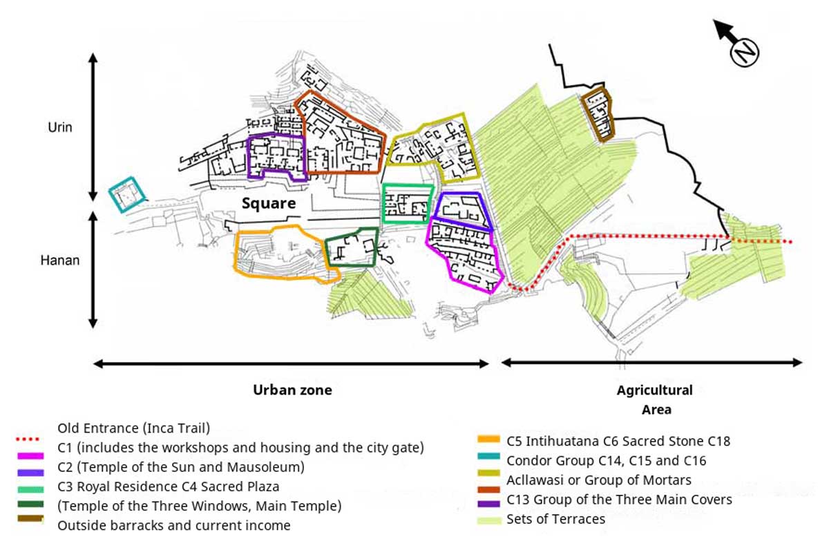 Mapas De Machu Picchu Y Mapa Del Santuario Machu Picchu Org   Machu Picchu Zone Map 